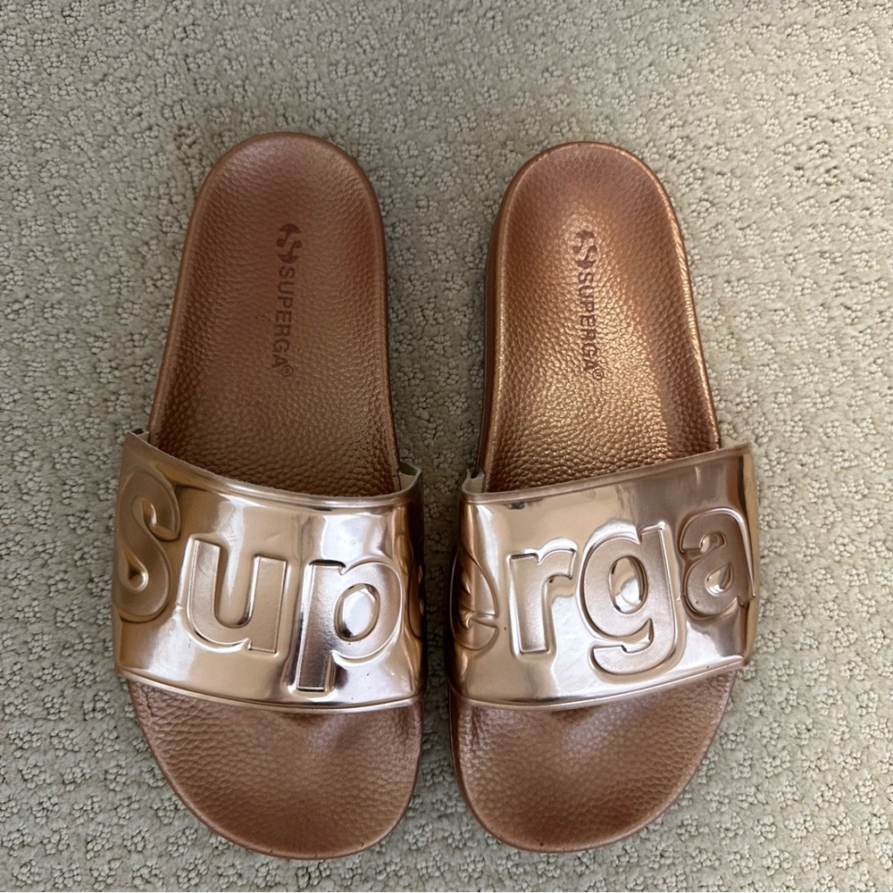 Superga Rose Gold Pool Slides! Size 36, so fun!